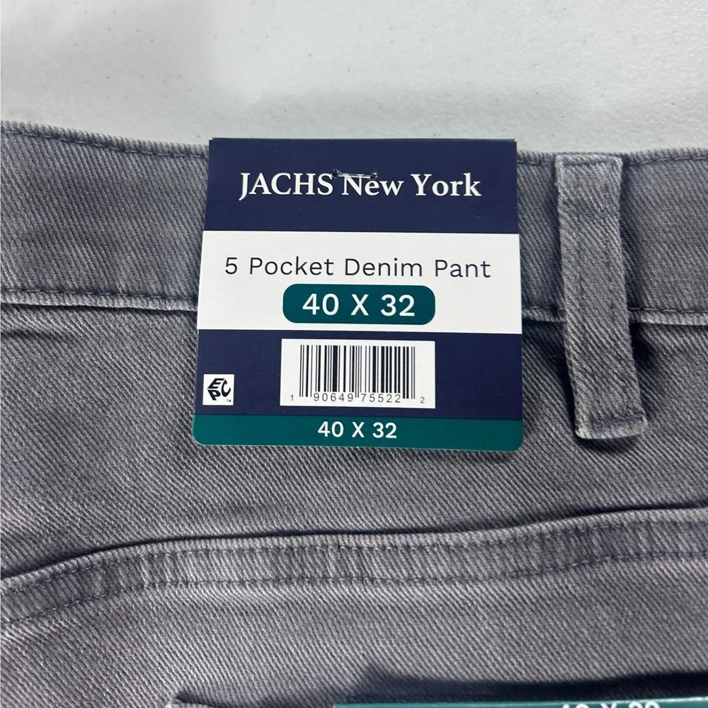 JACHS New York Mens Straight Fit 5 Pocket Denim Pant Grey 40x32 S26A-128-VES NWT